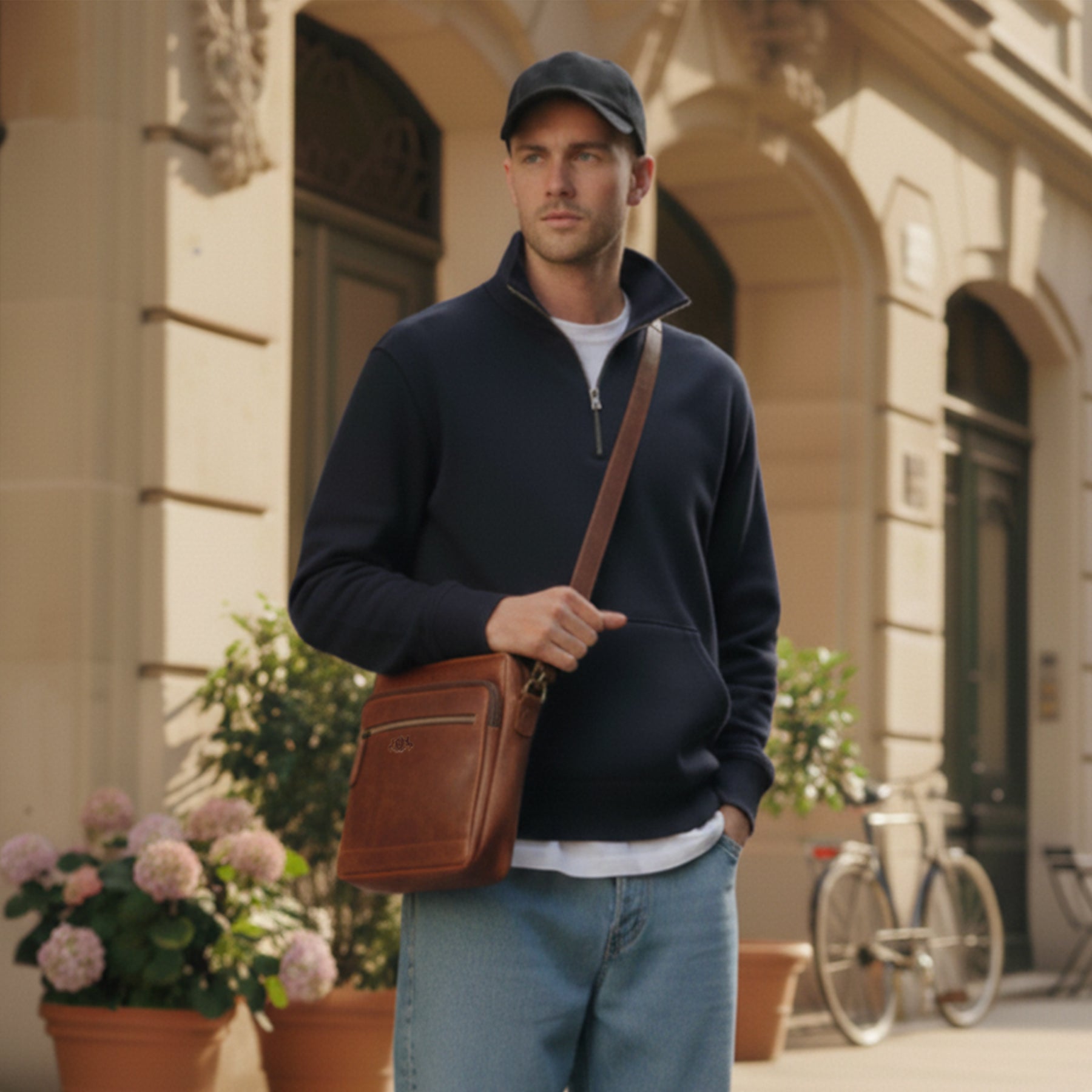 SID & VAIN Umhängetasche echt Leder Schultertasche Damen Herren Crossbody bag Ledertasche CLARK klein 50440