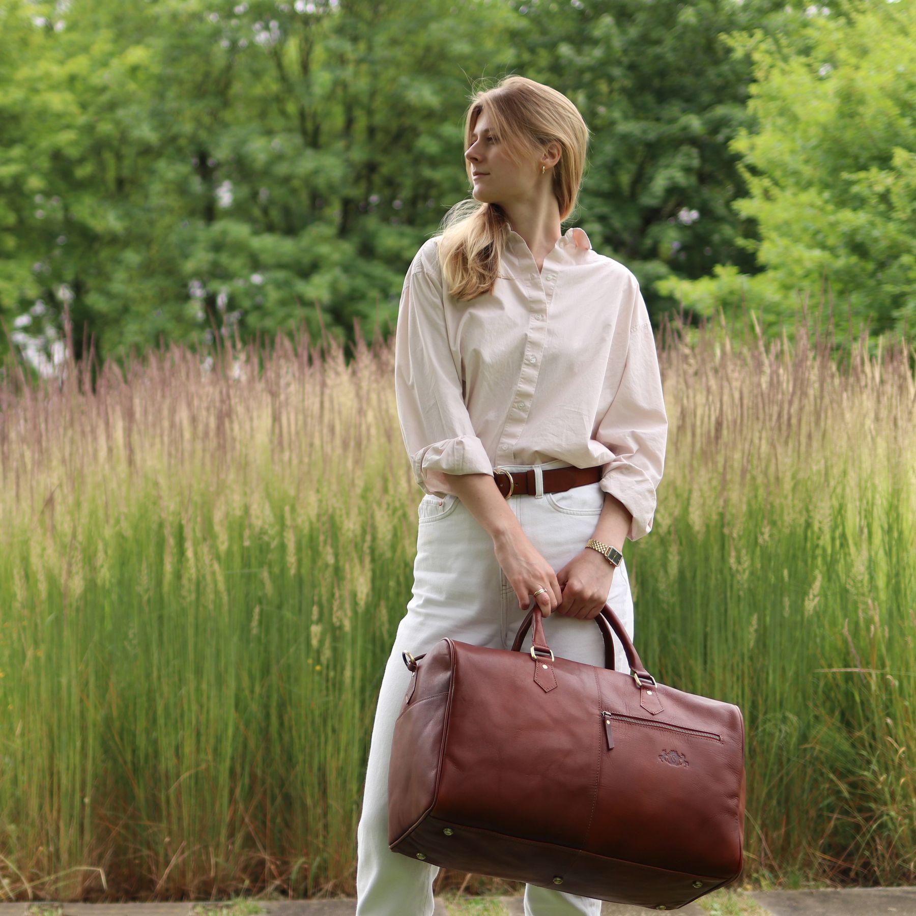 SID & VAIN Reisetasche Weekender Leder SEATTLE chestnut 34546