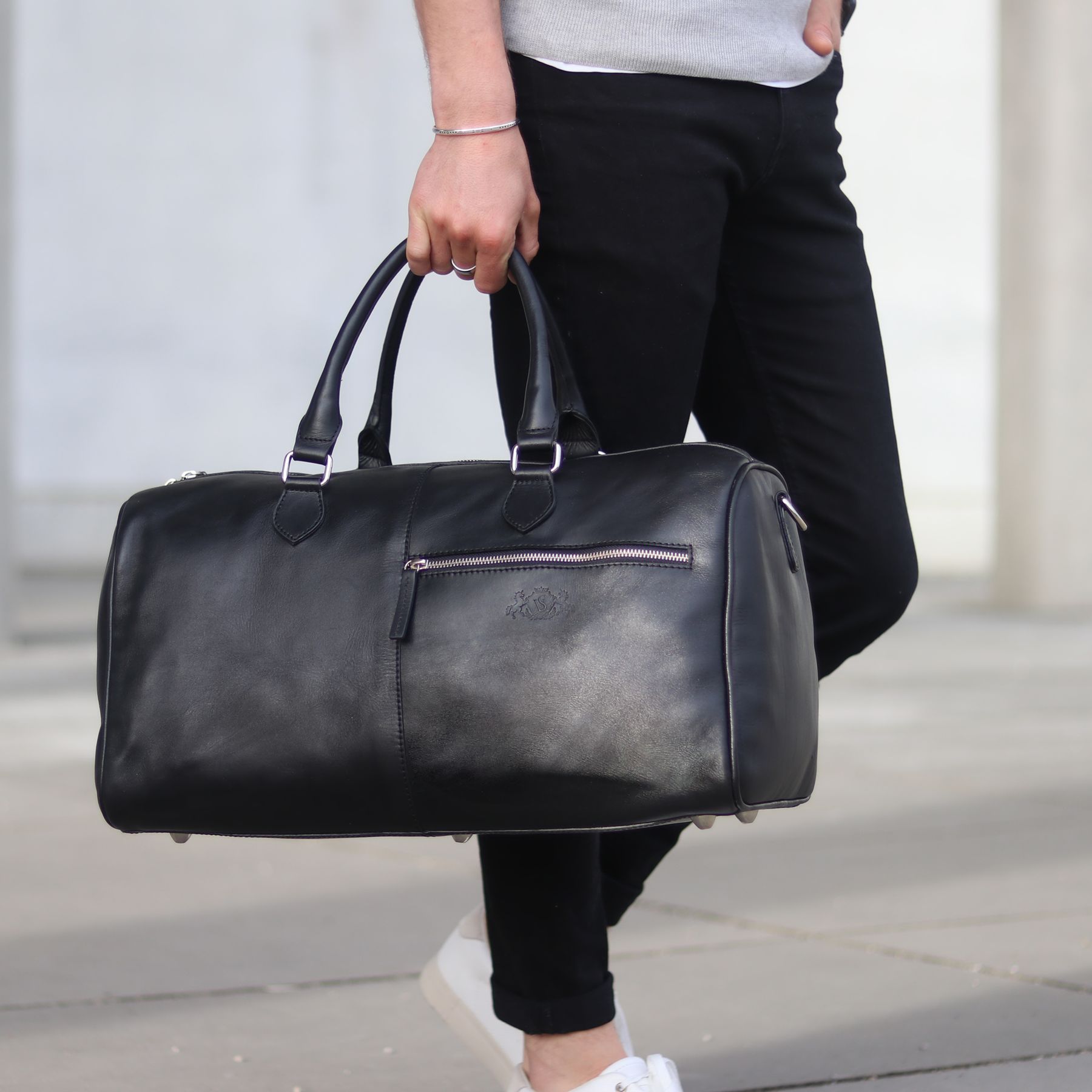 SID & VAIN Reisetasche Weekender Leder SEATTLE schwarz 28897