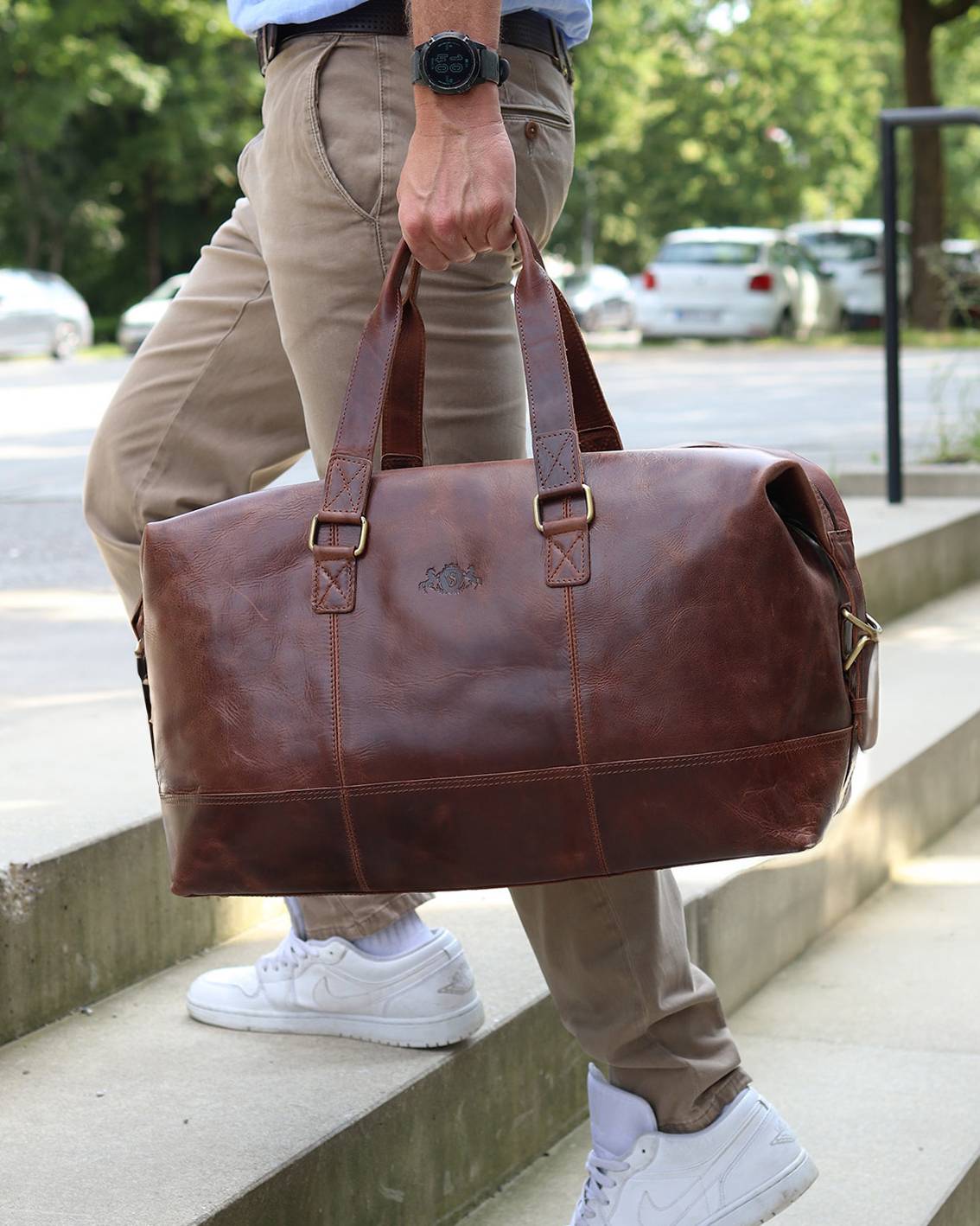 SID & VAIN Reisetasche Weekender Leder YALE braun-cognac Etsy