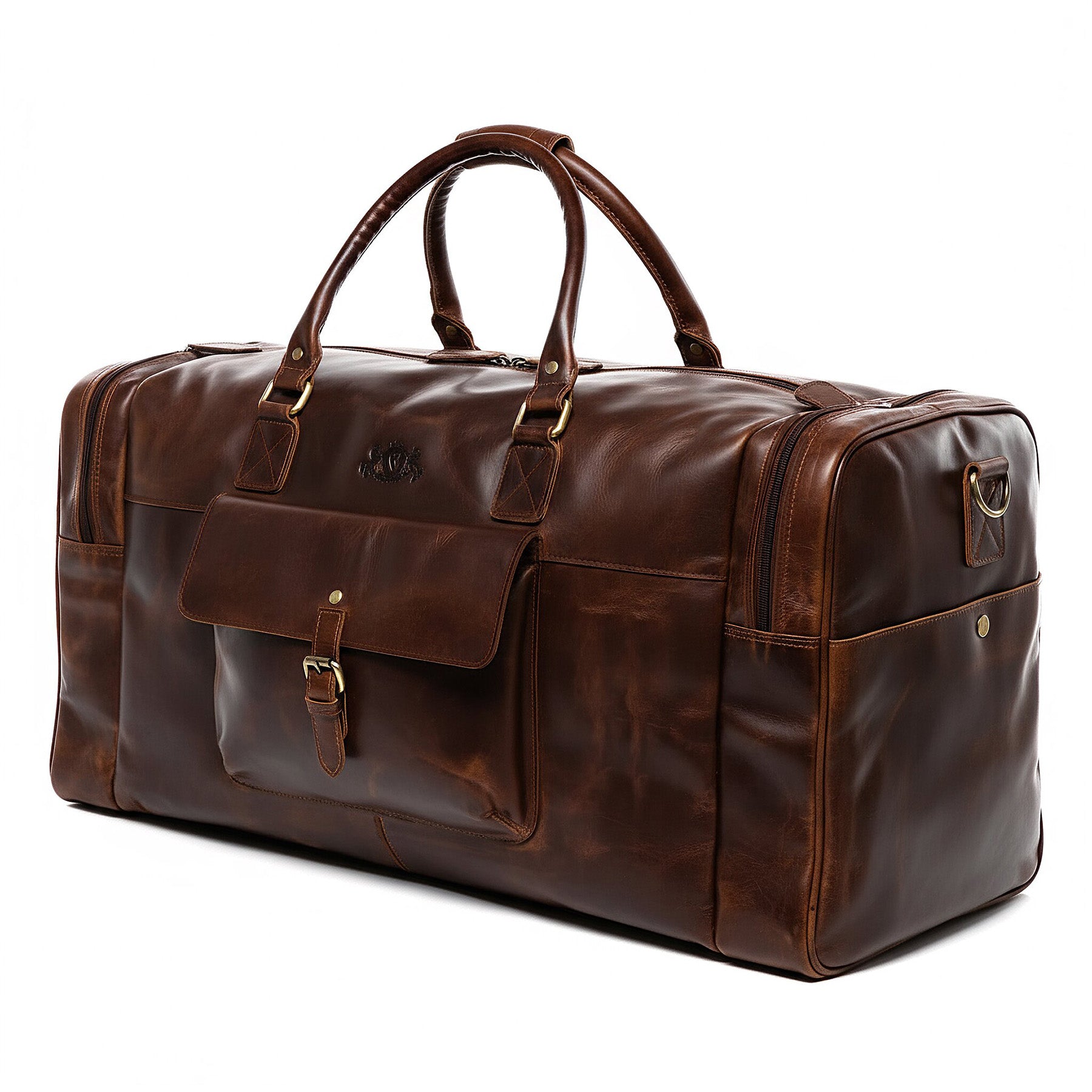 SID & VAIN Reisetasche Leder mit Schuhfach YALE braun-cognac 15302