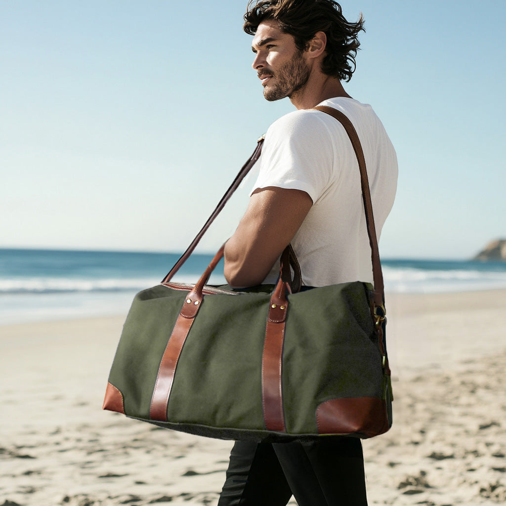 SID & VAIN Reisetasche Canvas LENNOX Weekender blau olive 19
