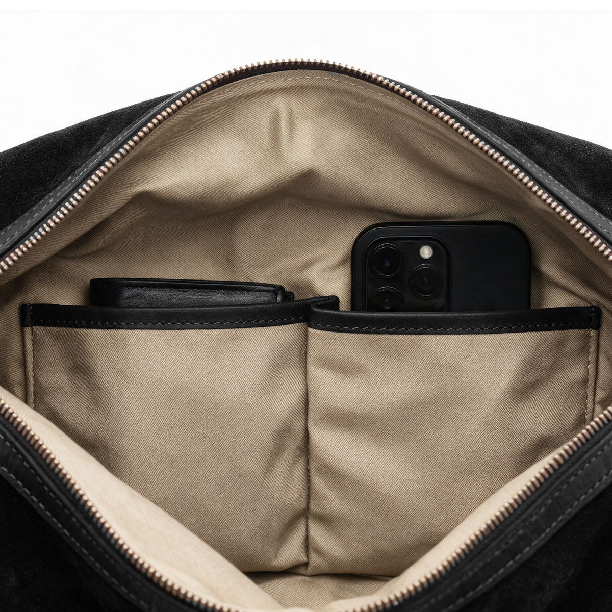 Wildleder Reisetasche Lennox schwarz Innen