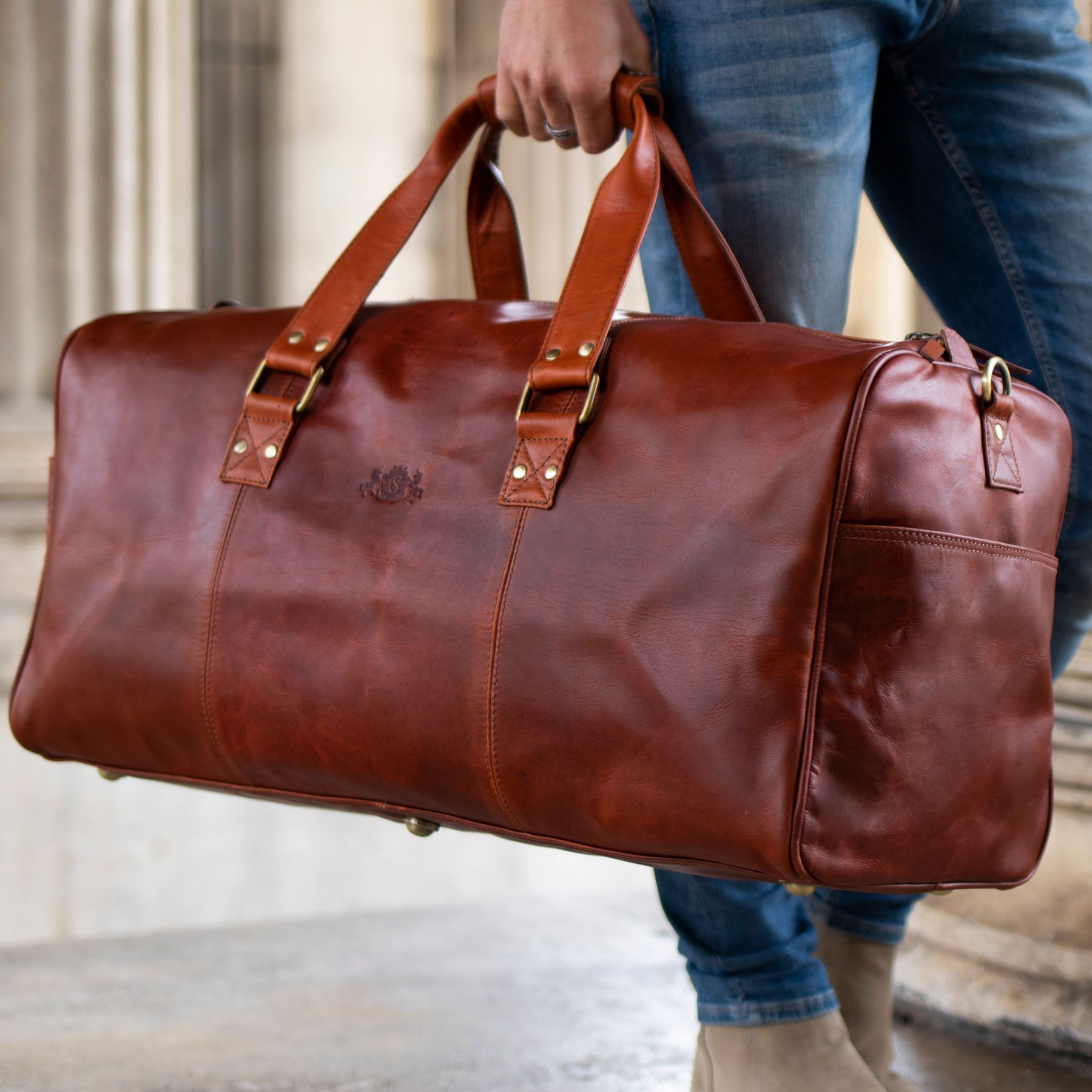 SID & VAIN Reisetasche groß Leder XXL LINUS chestnut 31402