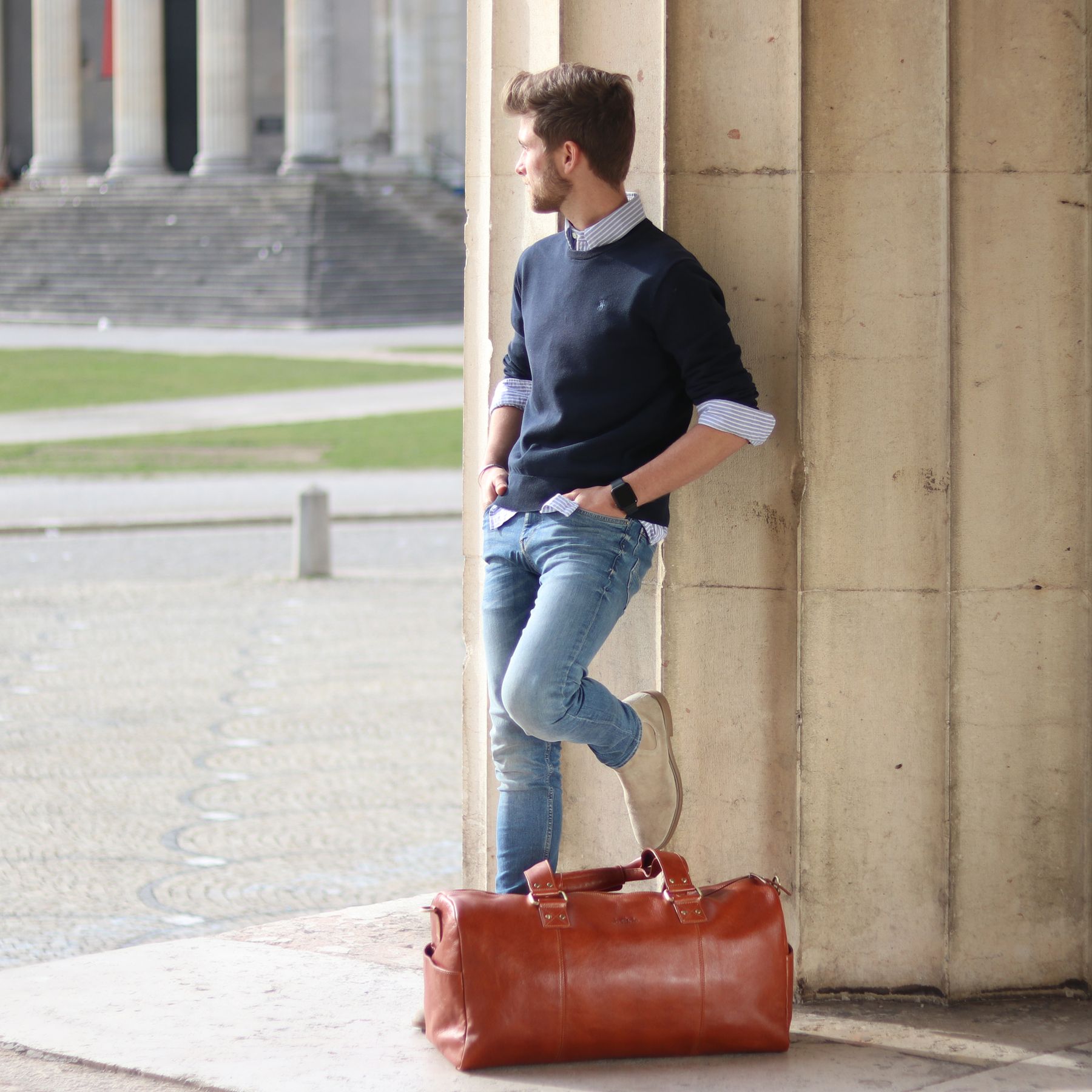 SID & VAIN Reisetasche groß Leder XXL LINUS light-crunchy-tan 28896