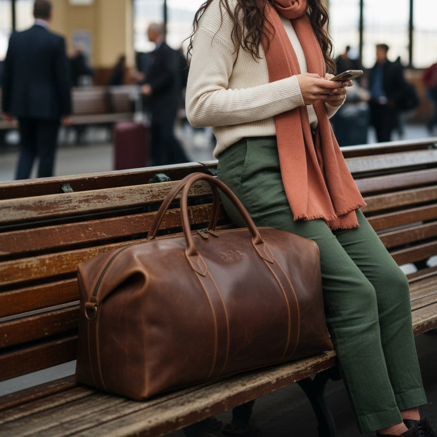 SID & VAIN XL travel bag leather CHESTER brown weekender