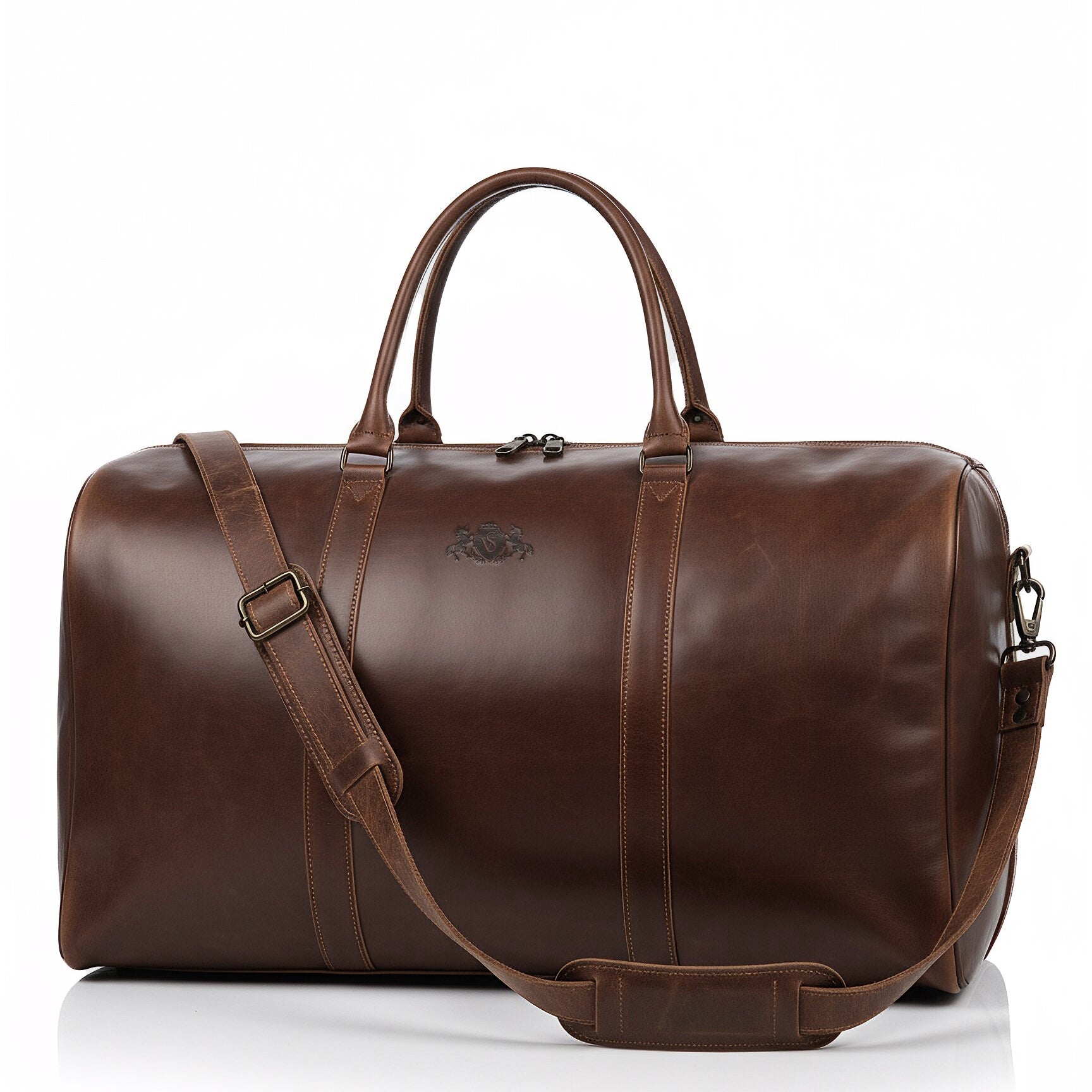 SID & VAIN XL travel bag leather CHESTER brown weekender