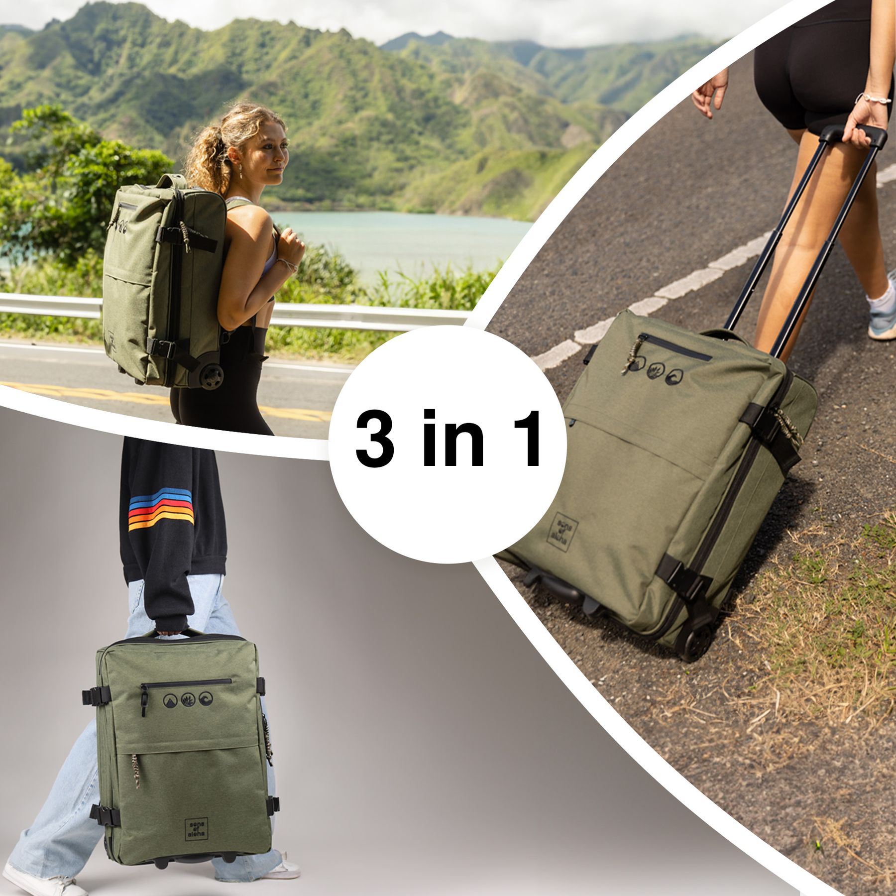SONS OF ALOHA 2 in 1 Carry-On Suitcase & Backpack KANE