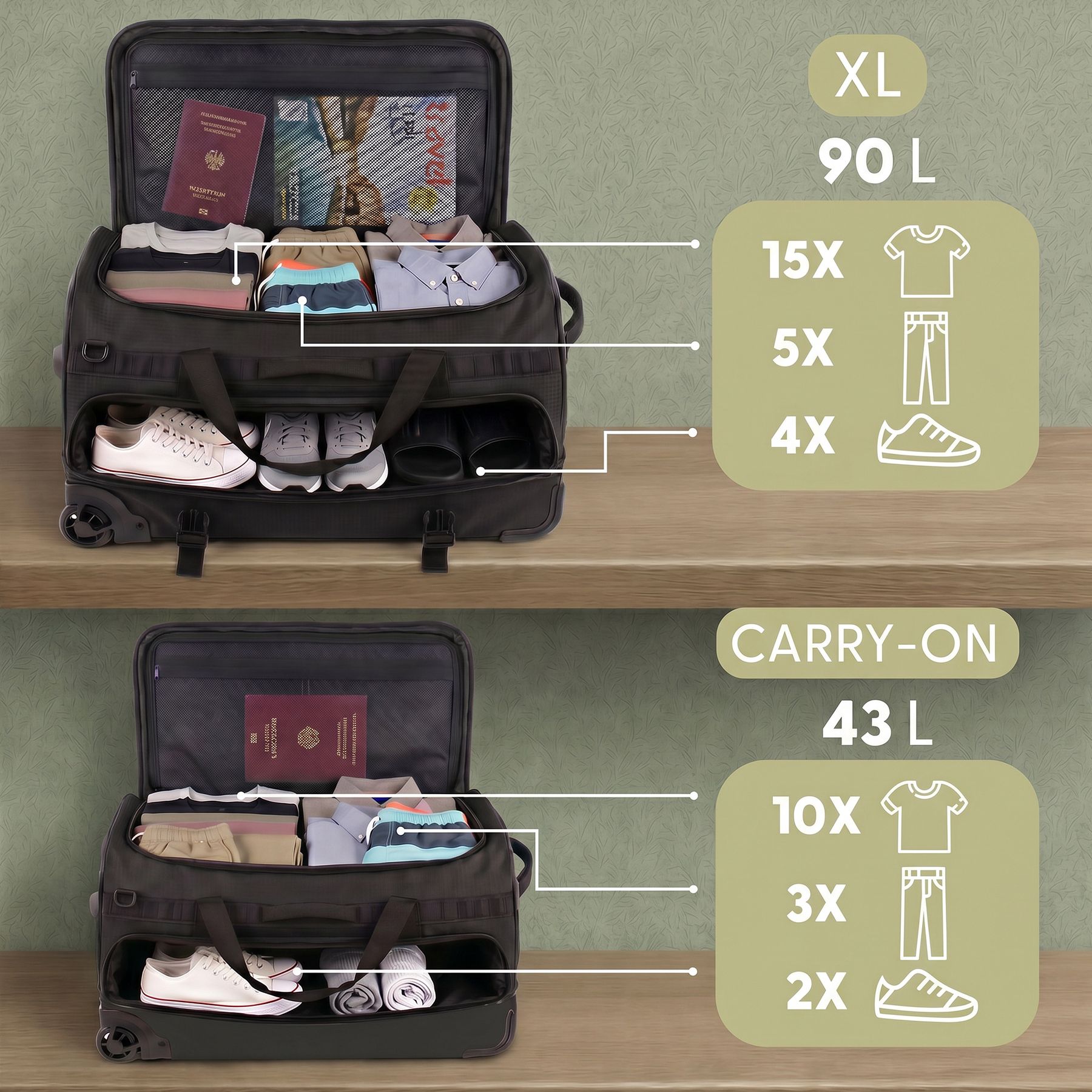 Reisetasche FLOW Rucksack & Trolley 3in1
