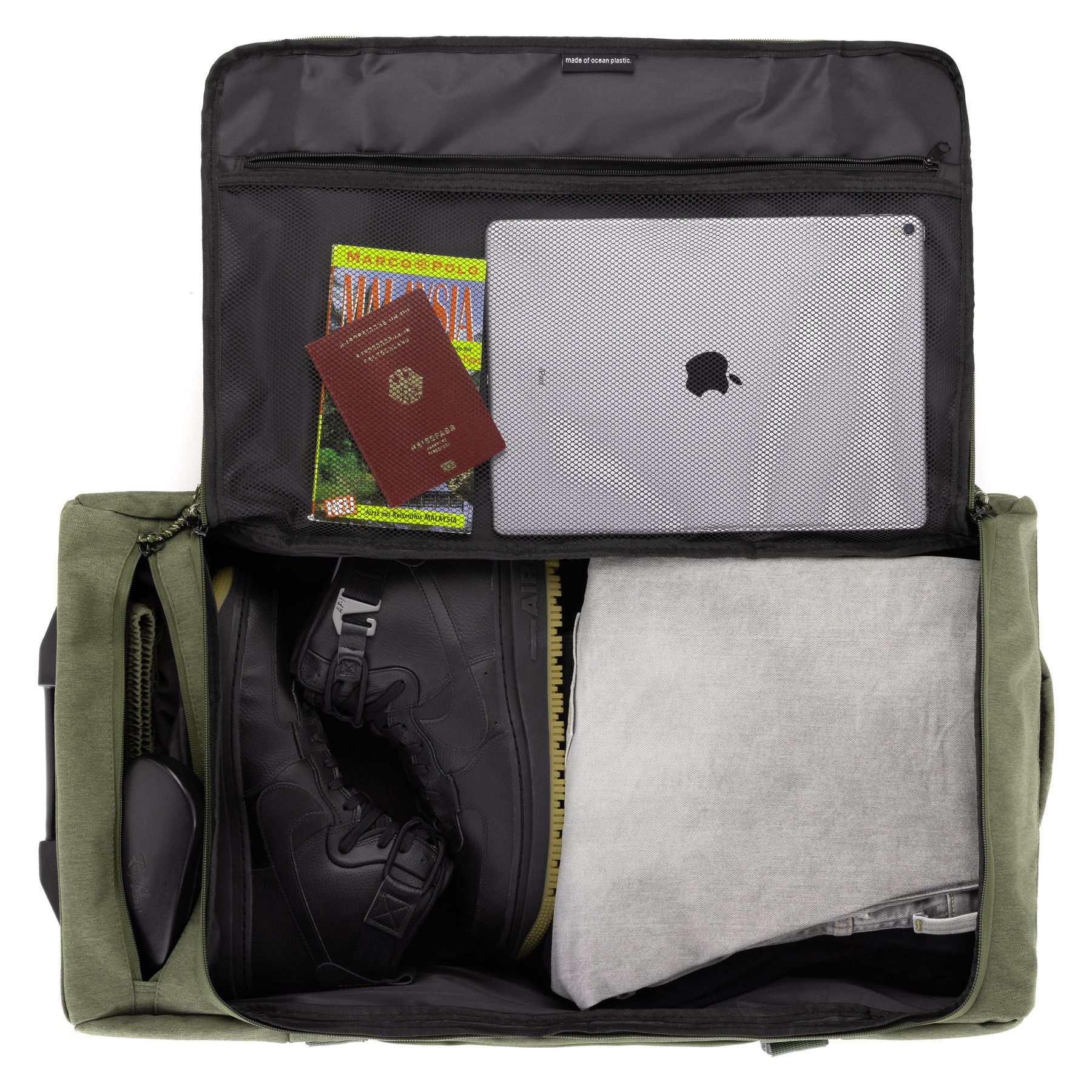 Reisetasche mit Rollen MAKAI Rollkoffer olive oder schwarz 5