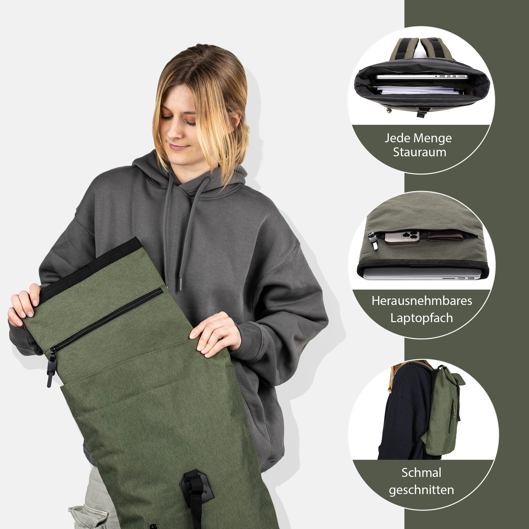 SONS OF ALOHA Rolltop Rucksack Damen schmal & klein ALANI 44393