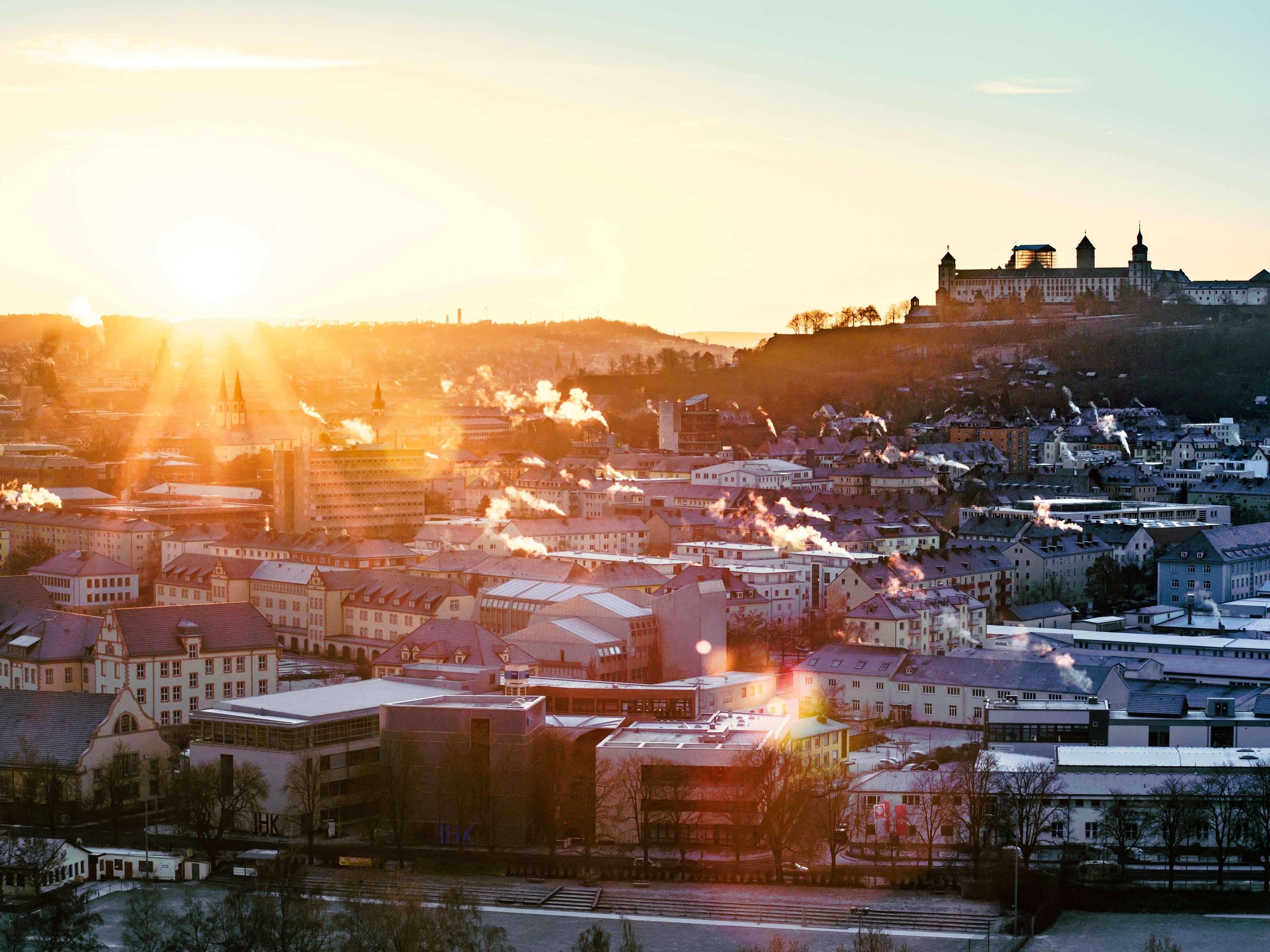 Würzburg von oben im Winter