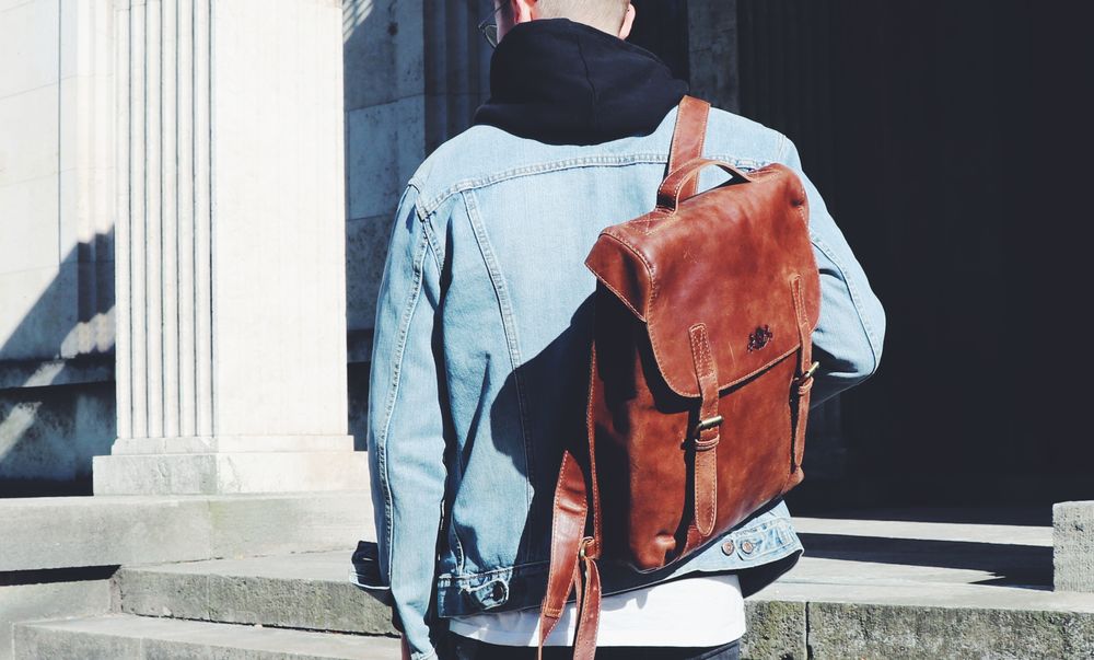 SID and VAIN Rucksack Leder Laptop-Fach braun 15